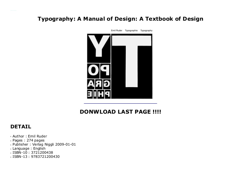 typographie a manual of design pdf